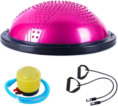 MPM Half Ball Balance Trainer Yoga Exercise Fitness Platform, Anti Slip, Core Workout Strength Training with 2 Resistanc
