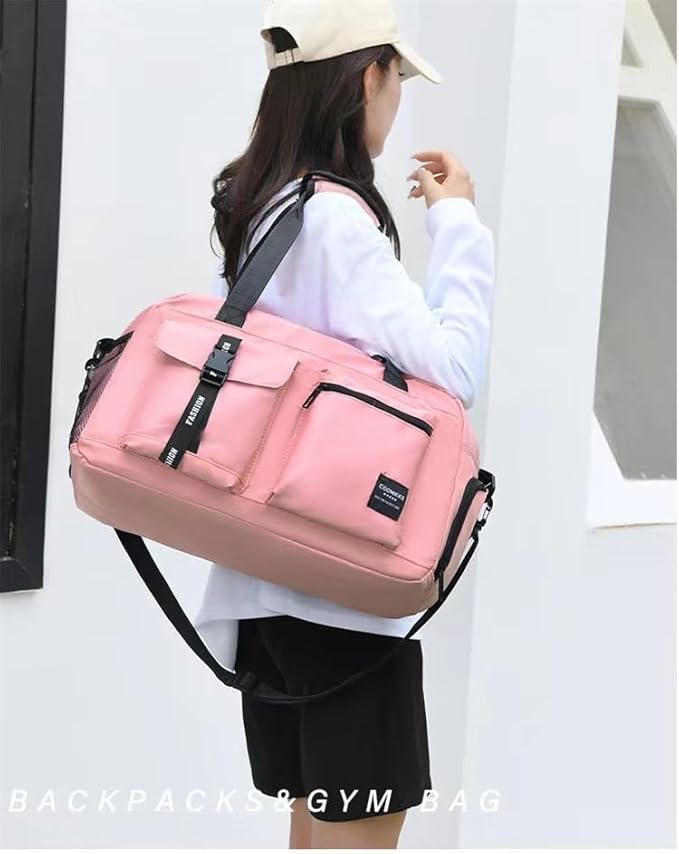 New Sports Tote Gym Travel Luggage Shopping Delivery Weekend Camping Overnight Bag(pink)