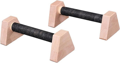 Colaxi 2 Pieces Push up Stands Pushup Handles Wood Exercise Calisthenics Bar Aerobics Anti Slip Parallettes Home Workout Equipment