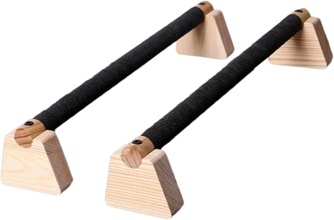 2Pcs Wood Push Up Bars for Adults, Non-Slip Base Parallettes for Strength Training, Planks, Calisthenics, Home Workout Equipment- 50CM