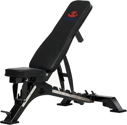 Adjustable Weight Bench 1300 lb Capacity, Foldable Workout Bench with 10 Backrest & 3 Seat Positions, Heavy Duty Home Gym Bench for Incline Decline Flat Dumbbell Training