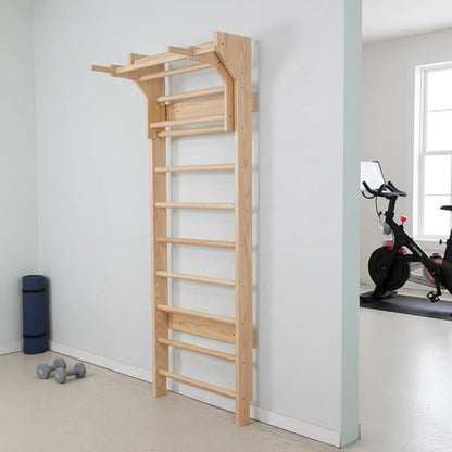 2in1 Wooden Wall Stall Bars with Pull Up bar and Dip Bar