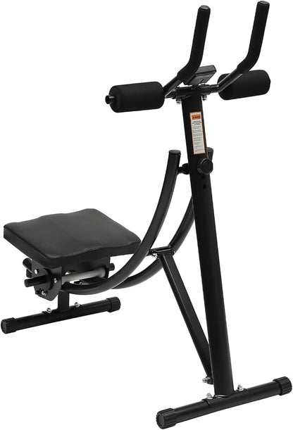 Ab Machine for Home Gym, Core Strength Training Equipment for Home Fitness, Ab Crunch Coaster with 3 Intensities and Digital Display, Foldable Core Trainer for Abdominal