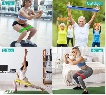 Resistance Loop Bands 5 Pack, Non-Slip Non-Roll TPE Exercise Bands for Yoga, Pilates, Home Workout, Strength Training, Stretching, Ideal for Glute, Leg, Arm, Hip Fitness