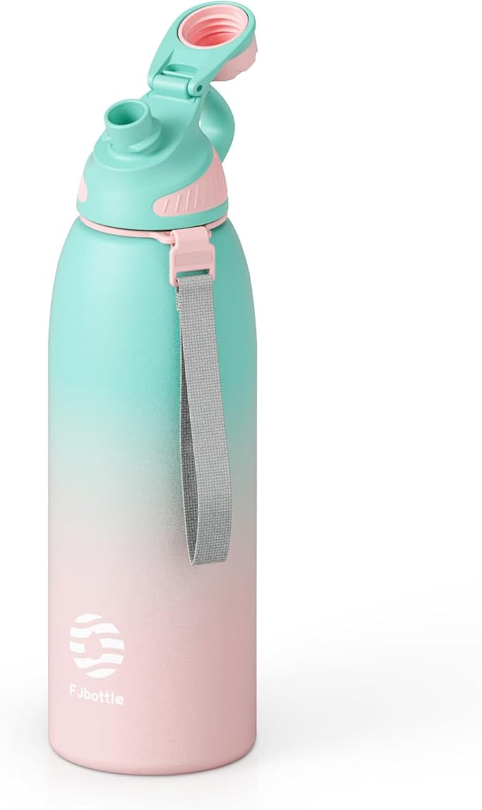 Fjbottle Insulated Stainless Steel Water Bottle, 50 Oz Leakproof Water Bottles, Ice Reusable Tumbler, Double Wall Vacuum Jug, Lightweight Durable for Traveling & Sports, Workout, 50oz