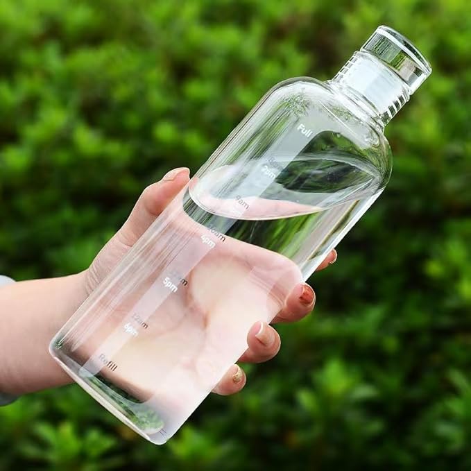 26oz Plastic Sports Bottle ，Time Marker Water Bottle, Leakproof Sports Drinking Bottle for Gym, School, Office, Trave (Clear 26OZ)