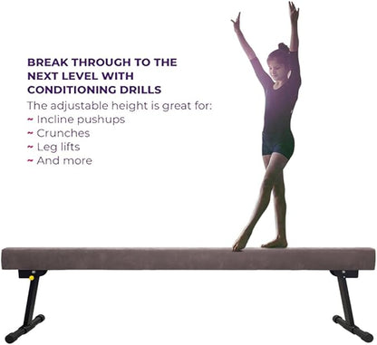 GLANT 8ft Ultrasimple Adjustable&Foldable Balance Beam,High-Low Floor Beam Suede Gymnastics Equipment,No Tool Require, Gymnastics Beam for Training&Professional HomeTraining