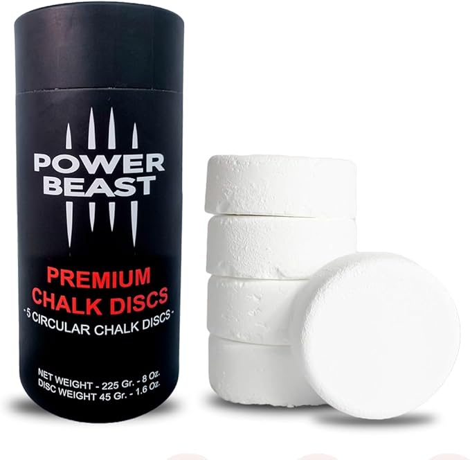POWER BEAST 5 Block Chalk Discs, Gym Chalk Blocks, Chalk Discs, Magnesium Carbonate for Better Grip, Weightlifting, Rock Climbing, Gymnastics, Bouldering, Weightlifting, Pool Billiards.