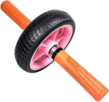 Home Fitness Abdominal Exerciser with Single Wheel, Durables 500 lb Load Capacity, Ergonomic 150 mm EVA Handle, Textured Non-Slip Tire for Stable Rolling on Multiple Surfaces(pink+orange)