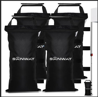 SANWAY 120 LBS (Unfilled) Sand Bags for Canopy Weights, Windproof-Portable and Durable to Secure Tents, Canopies, and Umbrellas-Black
