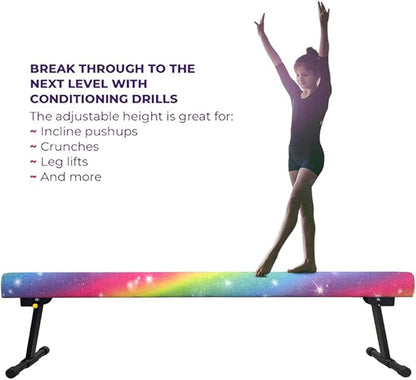 6ft Ultrasimple Adjustable&Foldable Balance Beam,High-Low Floor Beam Suede Gymnastics Equipment,No Tool Require, Gymnastics Beam for Training&Professional HomeTraining