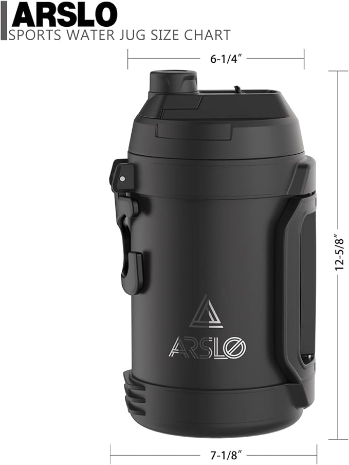 Sports Water Jug - Gallon Water Bottle - Large Insulated Stainless Steel Bottle for Gym, Workouts, Basketball, Football, Soccer - Keep Water Cold for Up To 24 Hours - 108 Ounce (Black)