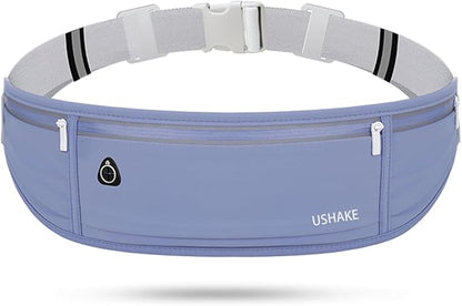 USHAKE Slim Running Belt, Workout Fanny Pack for Men Women,Exercise Waist Pack for Apple iPhone Holder, Runner Belt for Running Walking Cycling Camping Gym Dark Blue