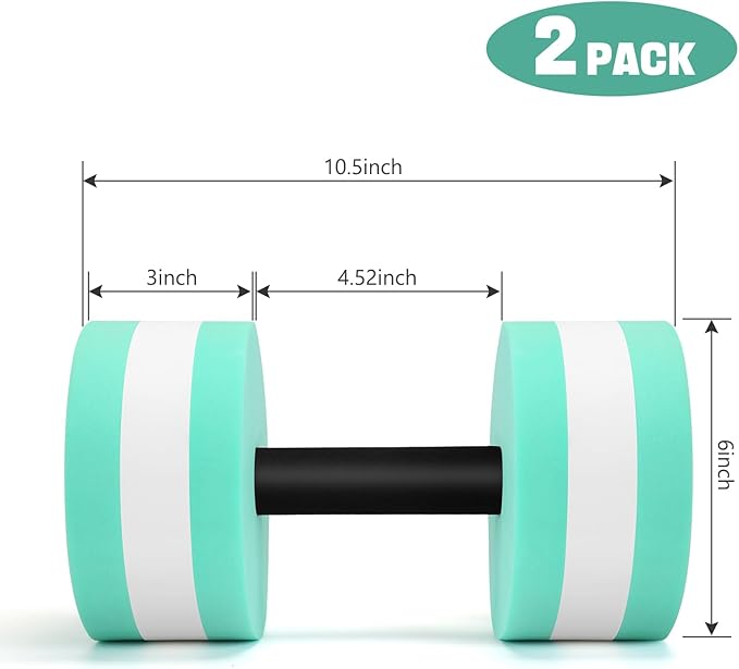 Pool Weights for Water Exercise 2 Pack, Aquatic Dumbbells for Pool Fitness & Water Aerobic Workouts, Dense and Sturdy Water Weights for Pool Exercise and Activities