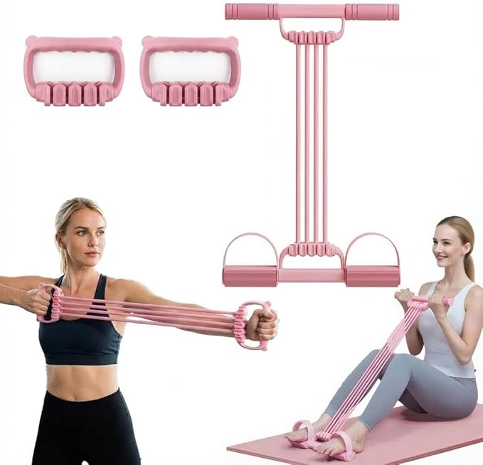 3 in 1 Adjustable Pedal Resistance Band, 8-Tube Multifunction Tension Rope, Natural Latex sit-up Trainer Resistance Band Suitable for Fat Loss and Full-Body Shaping Workout
