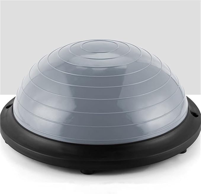 Thickened Half Ball Balance Trainer, Foot Pedal Stability Ball for Home Gym, Yoga Pilates Equipment, Exercise Ball with Base for Core Strength, Flexibility and Balance Training(Gray)