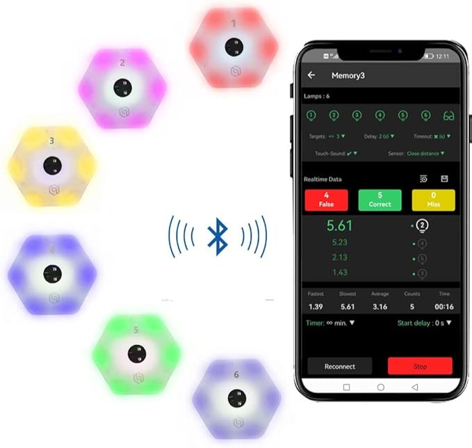 Reaction Training Light Speed Agility Improvement Reaction Lights Training Pods for Soccer Basketball Boxing Training (8 Lights/Set)