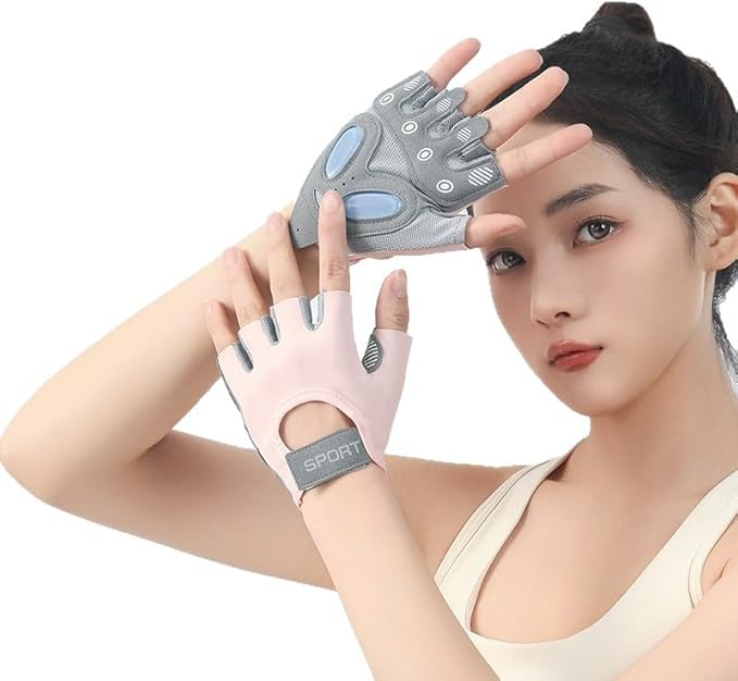 Women's Workout-Gloves Fingerless-Breathable-Mesh-Gloves with Non-Slip Grip for Cycling Gym Fitness