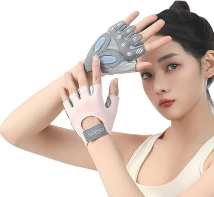 Women's Workout-Gloves Fingerless-Breathable-Mesh-Gloves with Non-Slip Grip for Cycling Gym Fitness