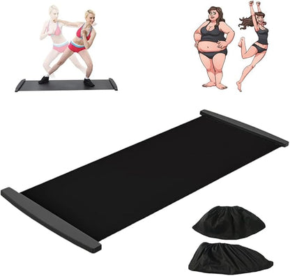 Slide Board with Shoe Cover Slimming Exercise Slide Mat for Leg Pot Training Fitness Athletic Training, for Low Impact Balance Training