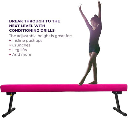 GLANT 8ft Ultrasimple Adjustable&Foldable Balance Beam,High-Low Floor Beam Suede Gymnastics Equipment,No Tool Require, Gymnastics Beam for Training&Professional HomeTraining
