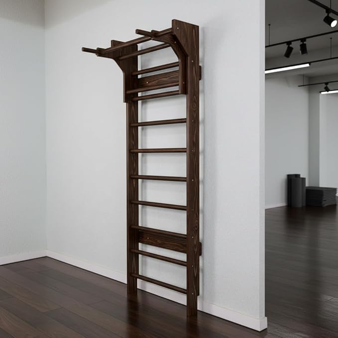 2in1 Wooden Wall Stall Bars with Pull Up bar and Dip Bar