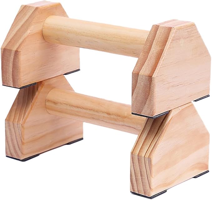 Push-up Bracket and Handstand Bar Set, Solid Wood Muscle Training Device, Non-slip Pushup Frame for Home Calisthenics and Strength Fitness Equipment
