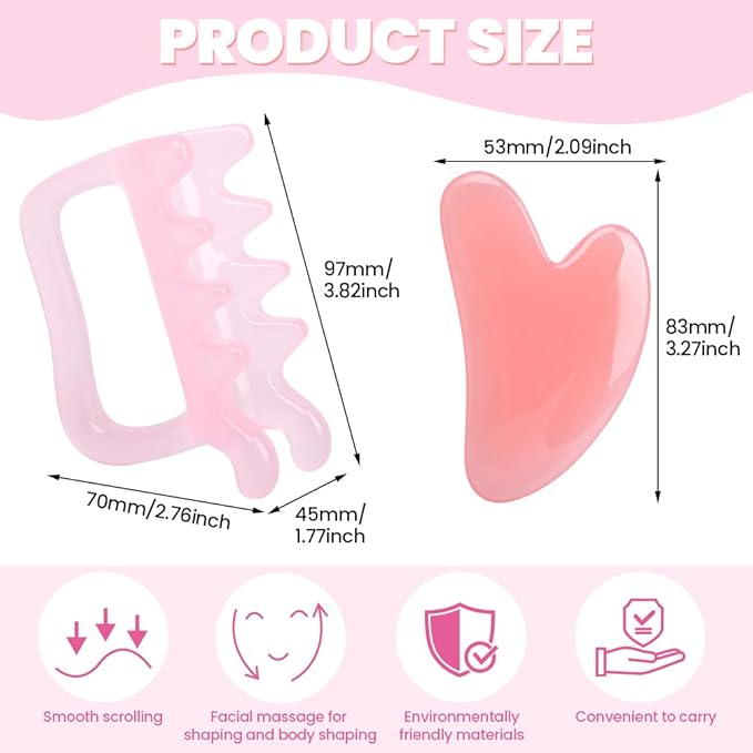 iayokocc 2 Pcs Resin Scraping Tools Kit, Gua Sha Facial Muscle Scraper Massage Tool for Cellulite Trigger Point, Lymphatic Drainage Massager for Body Release Muscle Knot Cellulite Remover