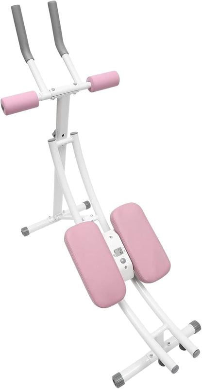 Ab Machine,Portable Core Abs Exercise Machine With LED Display And 6 Silent Rollers,3-Level Adjustment,Adjustable Ab Trainer Machine,For Abs Workout At Home Gym,Ab Machine For Home, Gyms,Etc (Pink(Not rotatable))