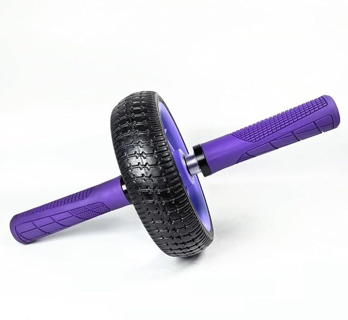 Home Fitness Abdominal Exerciser with Single Wheel, Durables 500 lb Load Capacity, Ergonomic 150 mm EVA Handle, Textured Non-Slip Tire for Stable Rolling on Multiple Surfaces(purple+purple)