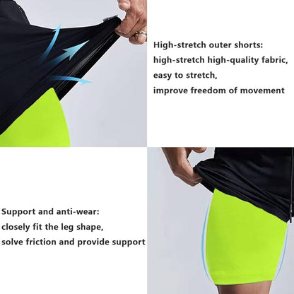 JWJ Mens 2 in 1 Running Shorts Quick Dry Gym Athletic Workout Clothes with Side Pockets