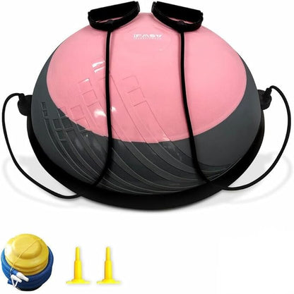 Balance Ball Balance Trainer 660Lbs Weight Capacity 23" Half Ball with Resistant Band, Anti Burst Design, Anti-Slip Surface for Home Gym Core Ab Training Yoga Fitness Stability Workout with Foot Pump
