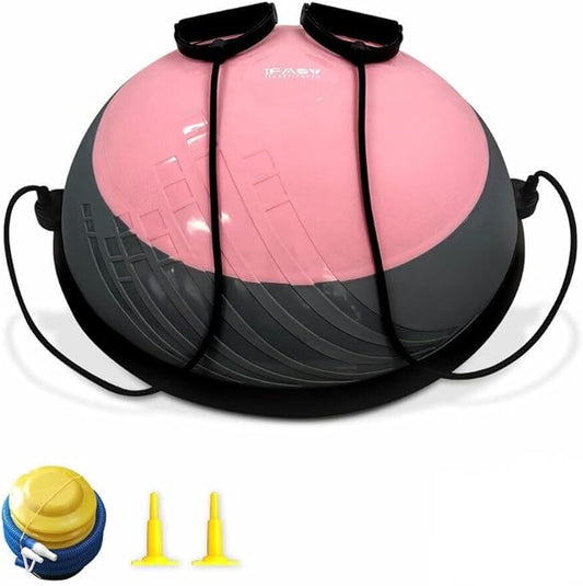 Balance Ball Balance Trainer 660Lbs Weight Capacity 23" Half Ball with Resistant Band, Anti Burst Design, Anti-Slip Surface for Home Gym Core Ab Training Yoga Fitness Stability Workout with Foot Pump