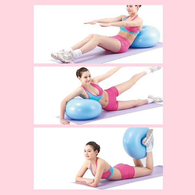 Exercise Donut Yoga Ball PVC Anti-Burst Stability Ball with Air Pump, Thickened Half Fitness Trainer for Core Balance and Stretching at Home (Light Blue)