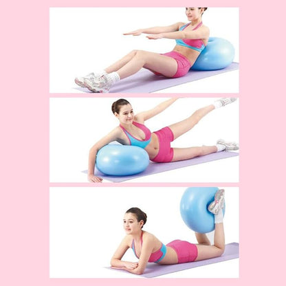 Exercise Donut Yoga Ball PVC Anti-Burst Stability Ball with Air Pump, Thickened Half Fitness Trainer for Core Balance and Stretching at Home (Light Blue)