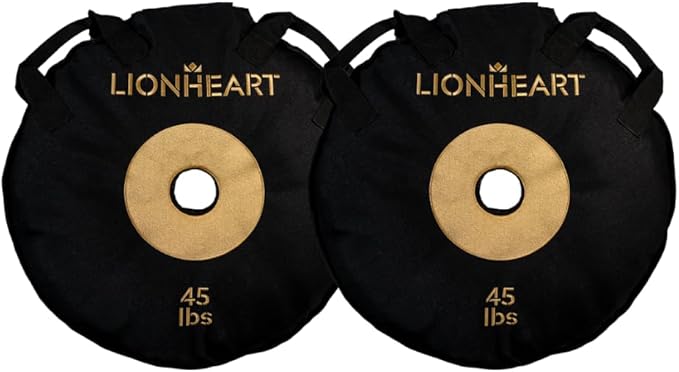 Lionheart Sand Bag Weight Plates Set | Sandbags for Working Out | Home Gym Bumper Plates | Travel-Friendly Sandbag for Fitness & Weight Training | Unfilled 10, 15, 25, 35, 45 lb Plates (Set of 2)