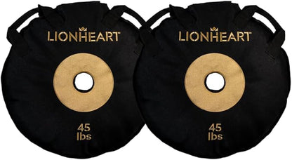 Lionheart Sand Bag Weight Plates Set | Sandbags for Working Out | Home Gym Bumper Plates | Travel-Friendly Sandbag for Fitness & Weight Training | Unfilled 10, 15, 25, 35, 45 lb Plates (Set of 2)
