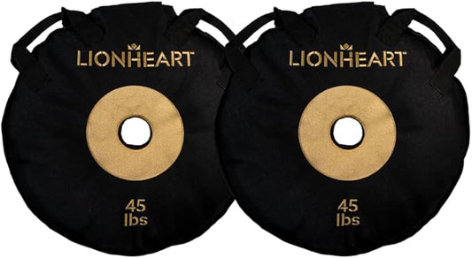 Lionheart Sand Bag Weight Plates Set | Sandbags for Working Out | Home Gym Bumper Plates | Travel-Friendly Sandbag for Fitness & Weight Training | Unfilled 10, 15, 25, 35, 45 lb Plates (Set of 2)