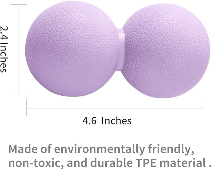 Double Lacrosse & Micro-Elastic Peanut Massage Ball - Myofascial Release Tool for Muscle, Back, Foot, and Physical Therapy, Mobility Roller for Acupressure and Relaxation (Purple)