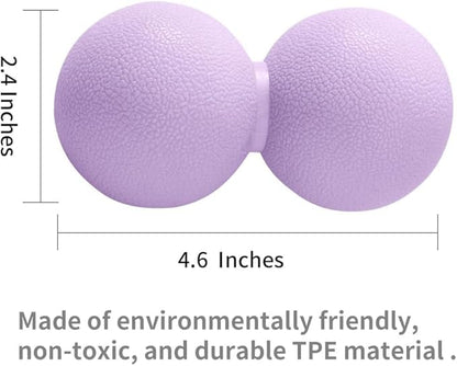 Double Lacrosse & Micro-Elastic Peanut Massage Ball - Myofascial Release Tool for Muscle, Back, Foot, and Physical Therapy, Mobility Roller for Acupressure and Relaxation (Purple)