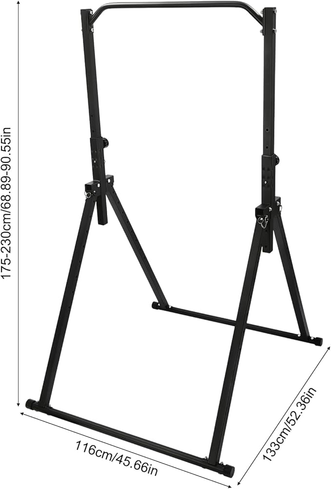 Gdrasuya10 Pull Up Bar Dip Station, Foldable Pullup Bar Free Standing, Height Adjustable Pull Up Bar for Home Gym Strength Training Fitness Equipment, 440LBS