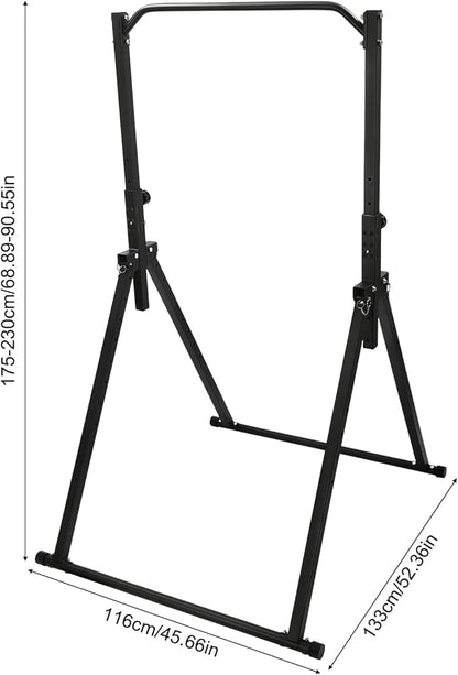 Gdrasuya10 Pull Up Bar Dip Station, Foldable Pullup Bar Free Standing, Height Adjustable Pull Up Bar for Home Gym Strength Training Fitness Equipment, 440LBS