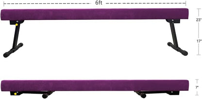 6ft Ultrasimple Adjustable&Foldable Balance Beam,High-Low Floor Beam Suede Gymnastics Equipment,No Tool Require, Gymnastics Beam for Training&Professional HomeTraining