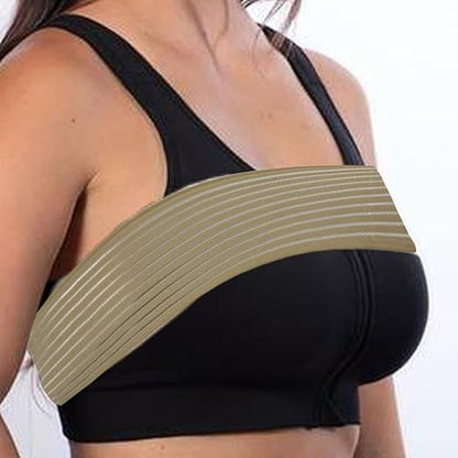 Post Surgery Breast Implant Stabilizer and Chest Compression Support Band, Breast Augmentation and Reduction Strap Bandage, One Size Fit Most (Beige)
