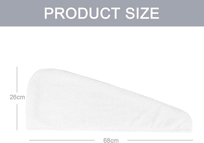 2 Pack Microfiber Hair Towel Wrap for Women, Hair Drying Towel with Button, Towel Turban,Head Towel to Dry Hair Quickly Lint Free, White