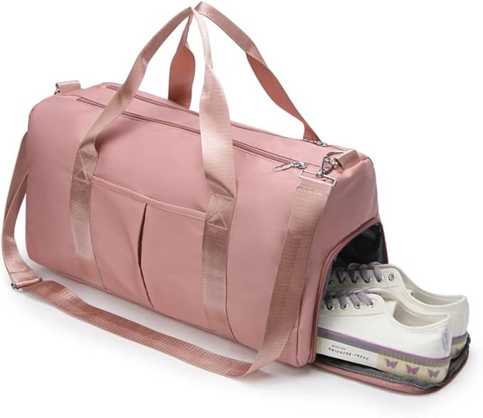 Men and Women's Travel Bag With Shoe Compartment Sports Tote Gym Bag Weekender Overnight Shoulder Bag
