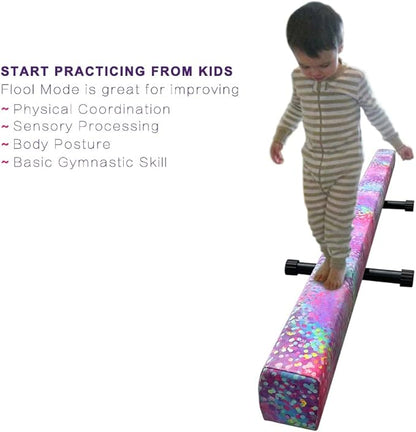 GLANT 8ft Ultrasimple Adjustable&Foldable Balance Beam,High-Low Floor Beam Suede Gymnastics Equipment,No Tool Require, Gymnastics Beam for Training&Professional HomeTraining