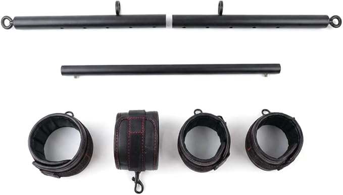 Heavy Duty Stainless Steel Expandable Spreader Bar with 4pcs PU Black--Pink Skull Pattern Detachable Adjustable Straps,Workout Bar for Home Indoor Gym Training Kit