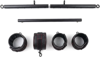 Heavy Duty Stainless Steel Expandable Spreader Bar with 4pcs PU Black--Pink Skull Pattern Detachable Adjustable Straps,Workout Bar for Home Indoor Gym Training Kit