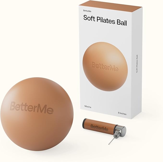 BetterMe Soft Pilates Ball – 8 Inch Mini Exercise Ball for Pilates, Yoga & Core Training – Small Stability Ball for Women – Portable Workout Tool